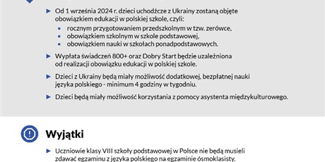 Obowiązek szkolny i obowiązek nauki dla dzieci i młodzieży z Ukrainy!